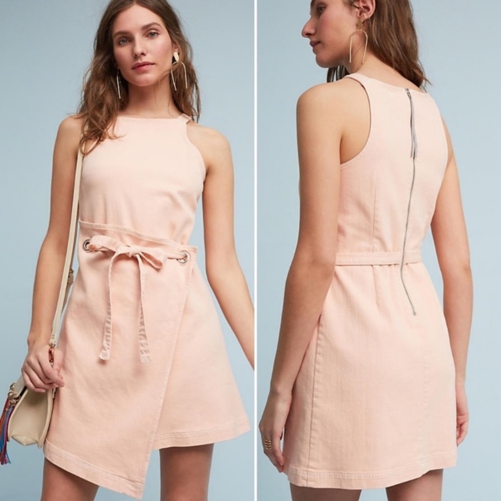 (A56) NEW Anthropologie Holding Horses Regatta Pink Wrap Dress, Size‎ 12P, NWOT
